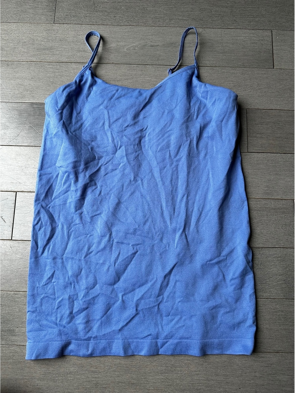 Boobie Blue Nylon Spandex Adjustable Strap Tank Top Built in Bra Athletic OS